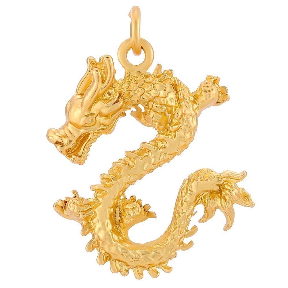1266 1 Box 8Pcs Chinese Dragon Charms 18K Gold Plated Chinese Zodiac Charms